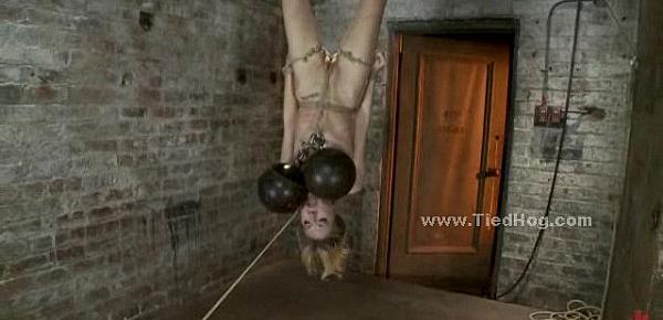  Busty sex slave tied like hog bondage